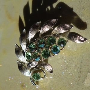 Green aurora borealis silver Brooch